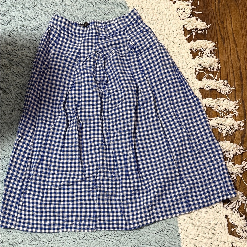 Banana Republic Blue and White Gingham A-Line Skirt